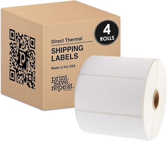 4x2 Direct Thermal Shipping Labels  3,000 Labels  4 Rolls of 750  1 inch Core