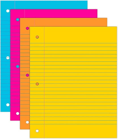 Astrobrights Filler Paper, 8" x 10 12", Wide Ruled, 20 Lb, FSC Certified, Assorted Colors, Pack Of 100 Sheets