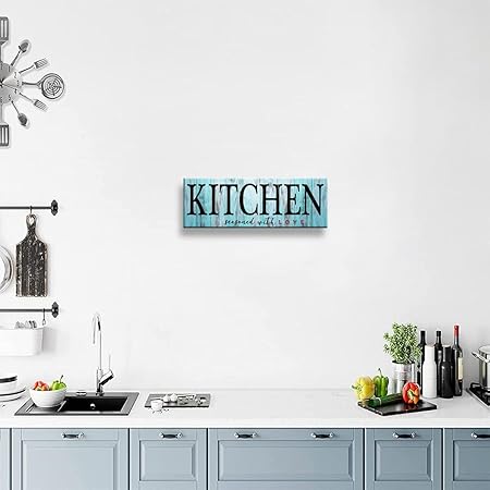 KZKU Canvas Wall Art Kitchen Decor Home Artwork Canvas Prints Rustic Farmhouse Kitchen Sign Kitchen Seasoned With Love Wall Decoration 1 Panel Size: 6x17 inches