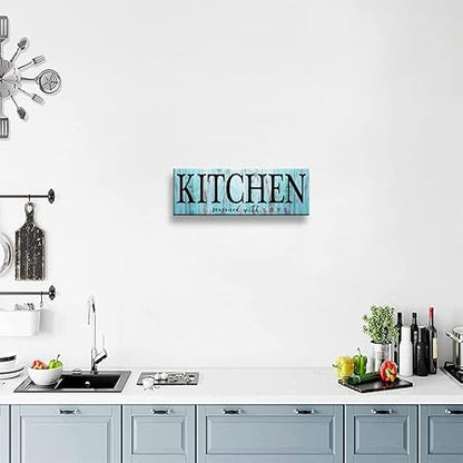 KZKU Canvas Wall Art Kitchen Decor Home Artwork Canvas Prints Rustic Farmhouse Kitchen Sign Kitchen Seasoned With Love Wall Decoration 1 Panel Size: 6x17 inches