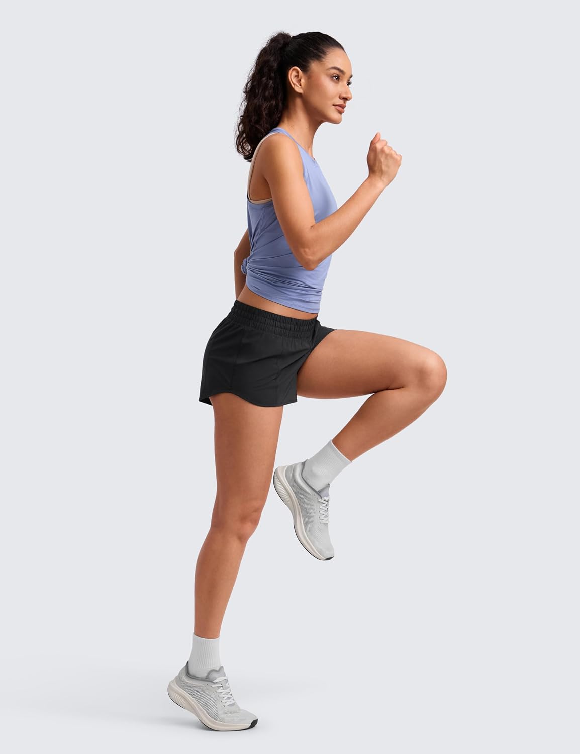 XXL, CRZ YOGA Low Waisted Running Shorts for Women 2.5" - Mesh Liner Quick Dry for Workout Sport Athletic with Zipper Pocket Black XXL