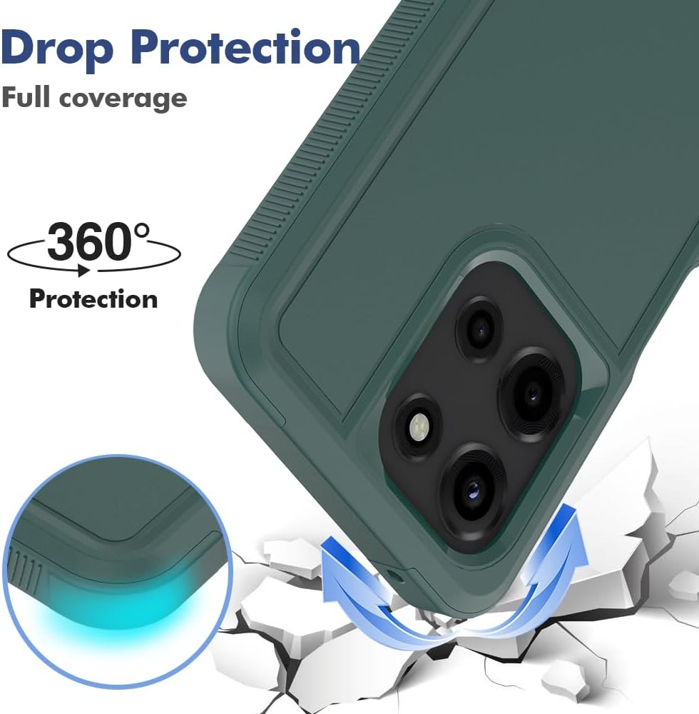 for Motorola Moto G 2026 / Moto G 2025 / Moto G Play 2026 Case: Dual Layer Protective Heavy Duty Cell Phone Cover Shockproof Rugged with Screen Protector - Military Protection Bumper Tough, Dark Green
