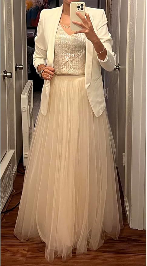 EllieHouse A Line Long Maxi Bridesmaid Tulle Skirt for Wedding Evening Party Prom P68