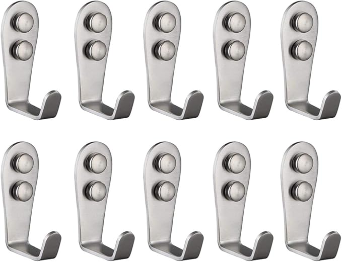 Deezio Backpack Hooks for Wall Bathroom Garage Hooks SUS304 Stainless Steel Towel Purse Robe Hooks Wall Mounted (10 Pack)