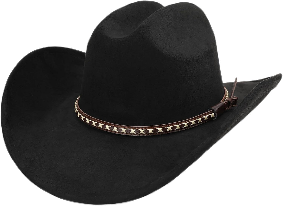 Classic concave-top cowboy hat, ethnic suede hat with belt, unisex couple's hat, western cowboy style