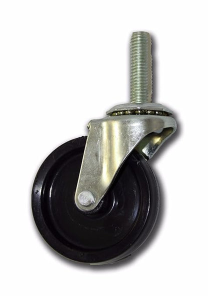 2-1/2" Polypropylene Caster with 3/8" x 1-1/2" Threaded Stem (4 Pack; 2 with Side Brake)