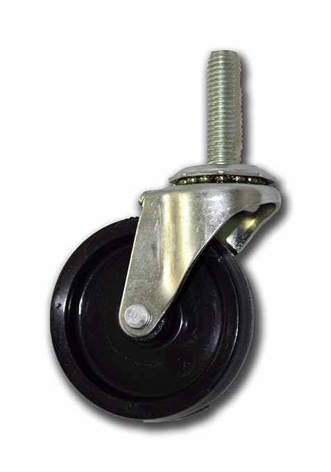 2-1/2" Polypropylene Caster with 3/8" x 1-1/2" Threaded Stem (4 Pack; 2 with Side Brake)