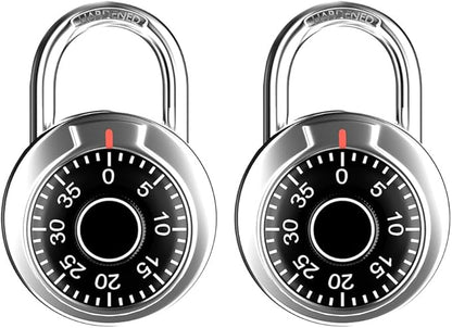 FIGODE Locker Lock, 2 in. Combination Lock, Keyless Padlock for Gym and School Lockers, Black Dial Lock, 2 Pack