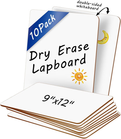 10 Pack Double Sided Dry Erase Boards Classroom Pack 12'' x 9'' Small Whiteboards for Office Teachers Students Schools Supplies Answer Dry Erase Paddles Mini Whiteboard