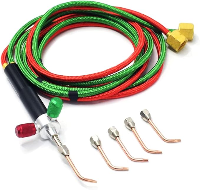 Mini Oxygen Torch Kit, Micro Oxygen AcetyleneButane Gas Welding Torch with 5pc Tips for Jewelry Repair