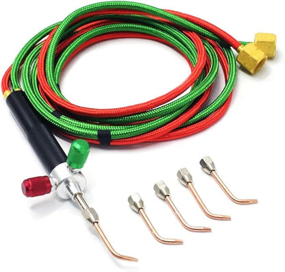 Mini Oxygen Torch Kit, Micro Oxygen AcetyleneButane Gas Welding Torch with 5pc Tips for Jewelry Repair