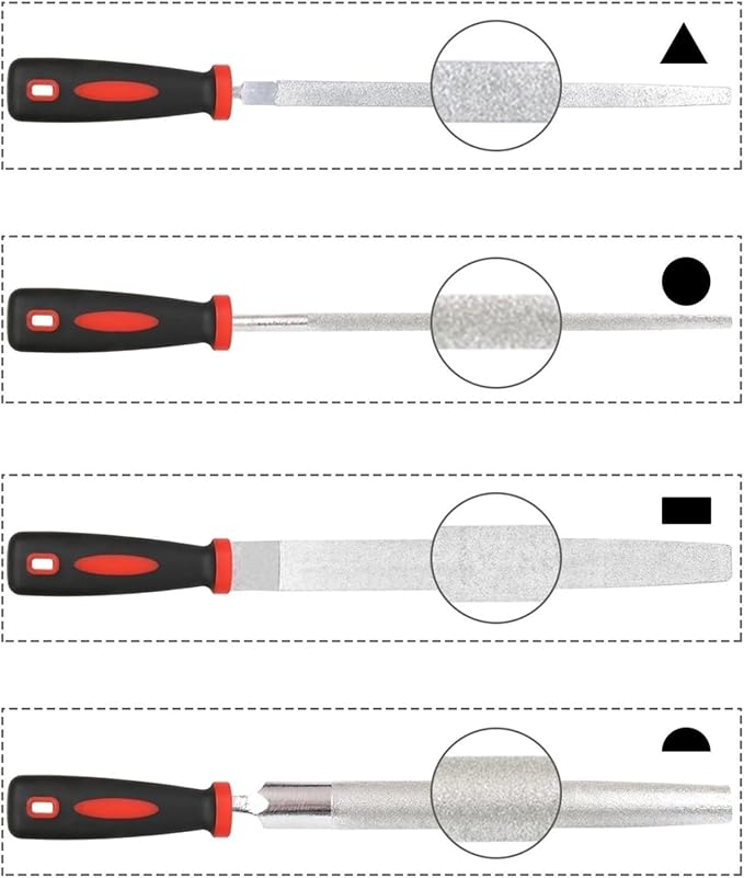8 Inch Diamond Coated Round File Needle File with Non-Slip Rubber Handle for Metal Wood 120 Grit