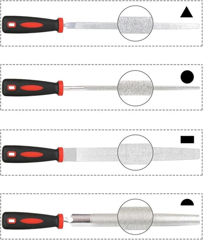 8 Inch Diamond Coated Round File Needle File with Non-Slip Rubber Handle for Metal Wood 120 Grit