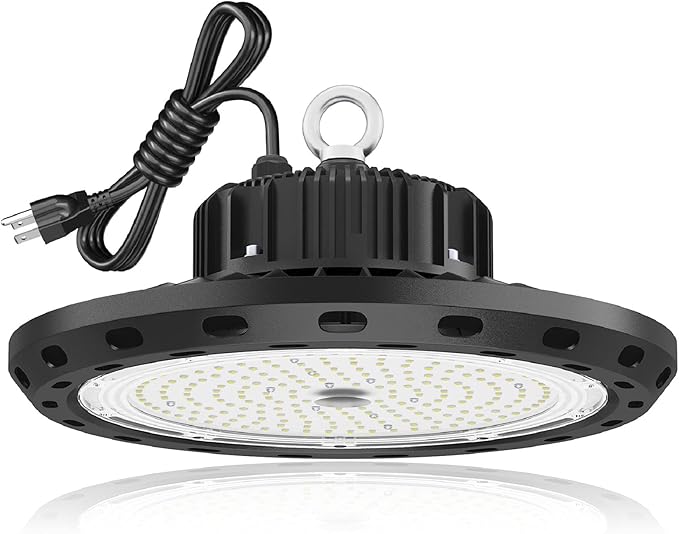 100W UFO LED High Bay Light 15000lm 5000K IP65 UL Approved 5' Cable with US Plug Alternative to 400W MHHPS widely Used for Warehouse Shop Workshop Industrial Factory