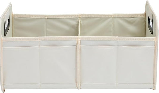 Car Trunk Organizer and Storage Bin Small Essentials Collapsible Organization Accessories for SUV/Sedan Beige