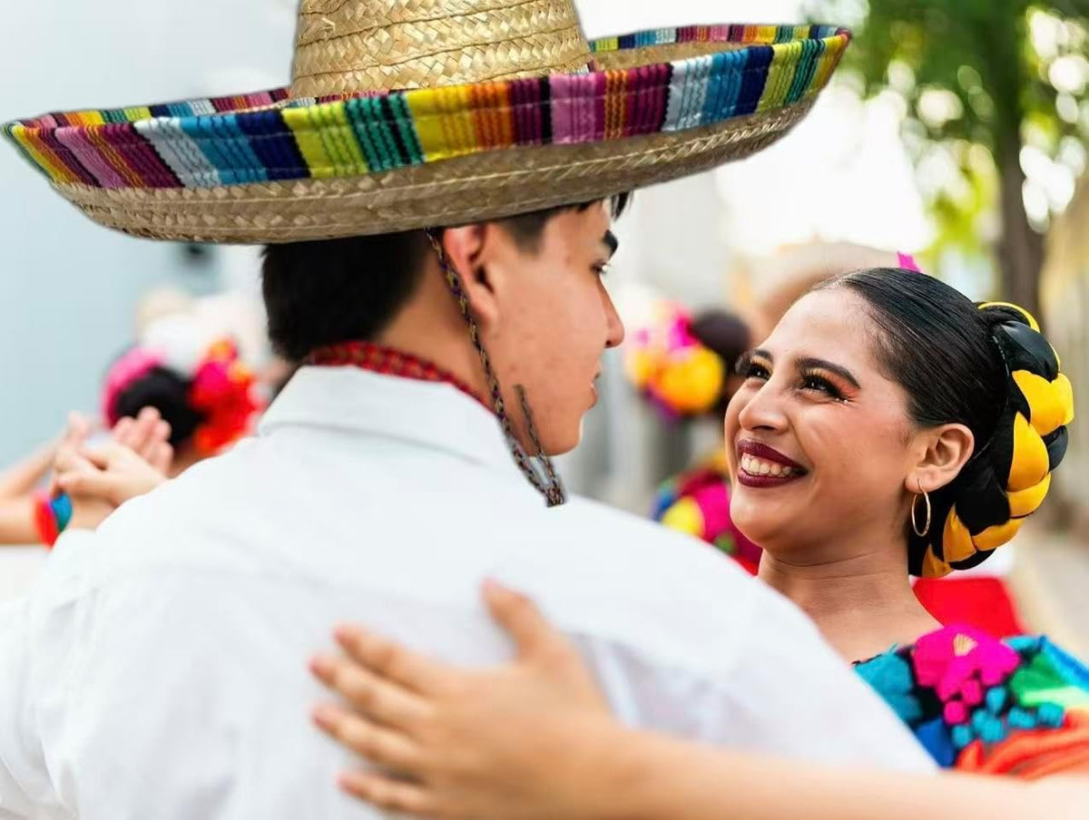 Straw Sombrero Hat 19" Wide, Adult Unisex Mexican-Style Fiesta Hat with Serape Band & Adjustable Chin Strap for Cinco de Mayo, Halloween & Party Costumes