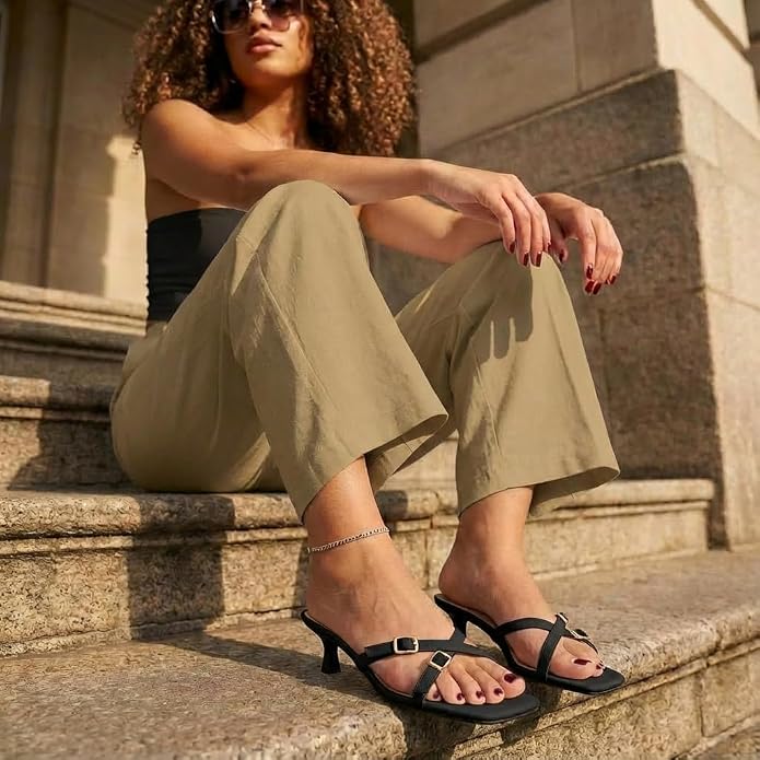 CUSHIONAIRE Milan Kitten Heels for Women, Strappy Heeled Sandals with Cushioned Footbed, Open Toe Slip On Dressy Sandal, Wide Widths Available