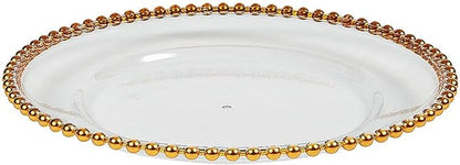 Fun Express Clear Chargers with Gold Beaded Trim - 6 Ct.
