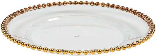 Fun Express Clear Chargers with Gold Beaded Trim - 6 Ct.