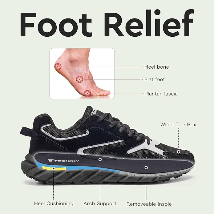 Men Extra Wide Width Sneakers Comfort Walking Shoes Relieve Foot Pain Wide Toe Box with Arch Support