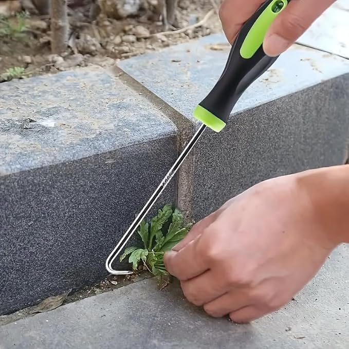 1PC Metal Garden Weeder with Ergonomic Handle and Hook for Mosquito-Proof Screen Mesh Spring Tool for Door Repair, Patio, Lawn, 1PC