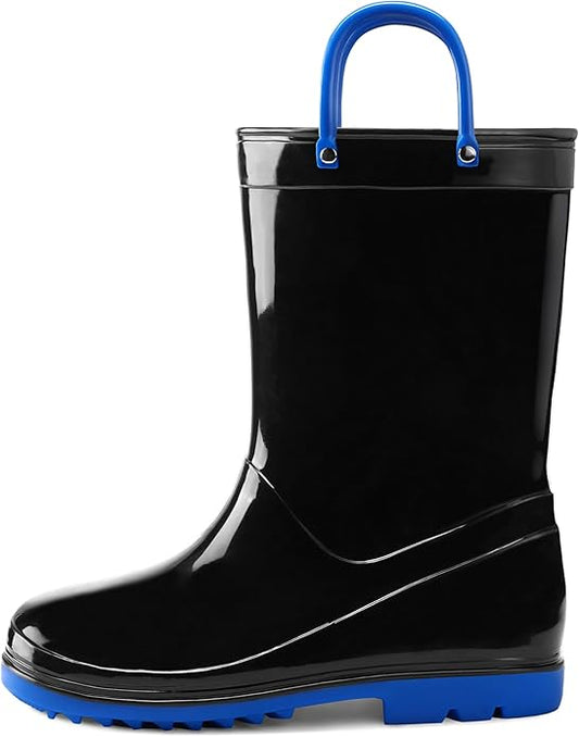 K KomForme Girls Boys Rain Boots Waterproof with Easy on Handles for ToddlerLittle KidBig Kid