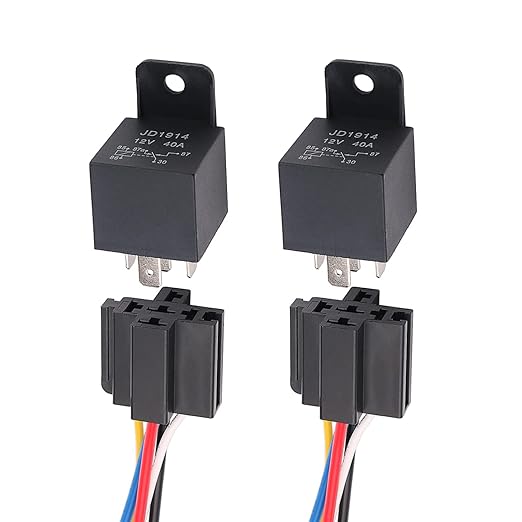2-Pack 30/40Amp Automotive Relay with Socket Heavy Duty for Truck Car Van Motorcycle Boat Relay 5 Pin 12V DC