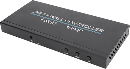 Video Wall Controller, 1x1 2x2 1x2 1x3 1x4 2x1 3x1 4x1 4K HDMI Video Wall Processor, 80 Degree Rotation HDMI Splicing Display Processor for Home Office (US Plug)
