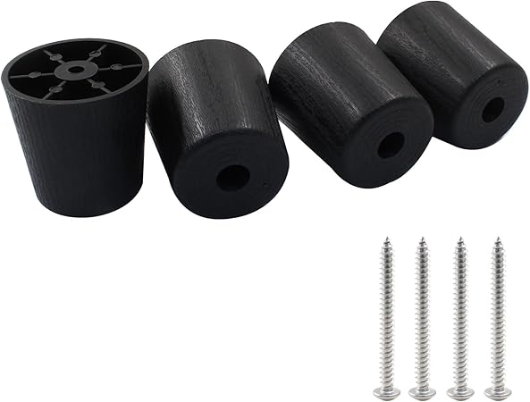 2 Inch Plastic Furniture Legs Set of 4, Black Screw in Legs Round Tapered Sofa Legs, Couch Feet Replacement Legs for Furniture, Table, Ottoman