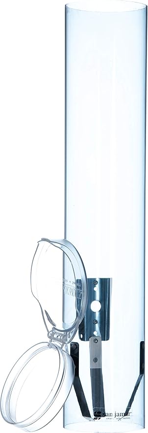 San Jamar Small Pull-Type Cup Dispenser Fits 3-4.5 Oz Cone Cups, 3-5 Oz Flat Cups with Flip Caps for Restaurants, Dining Halls, and Fast Food, Plastic, 16 Inches, Blue