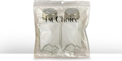 1st Choice Salt and Pepper Shakers with Stainless Tops Set of 2 (Square Shakers)