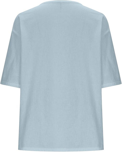 Women Fall Fashion T-Shirts Short Sleeve Oversized Casual Loose Crew Neck Tee Summer Outfits Peasant Blouse Top 2025