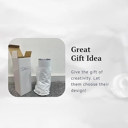 20 OZ Sublimation Skinny Tumbler with Lid, Straw, Vacuum Insulated Double Wall, White Stainless Steel, 1 pack, single