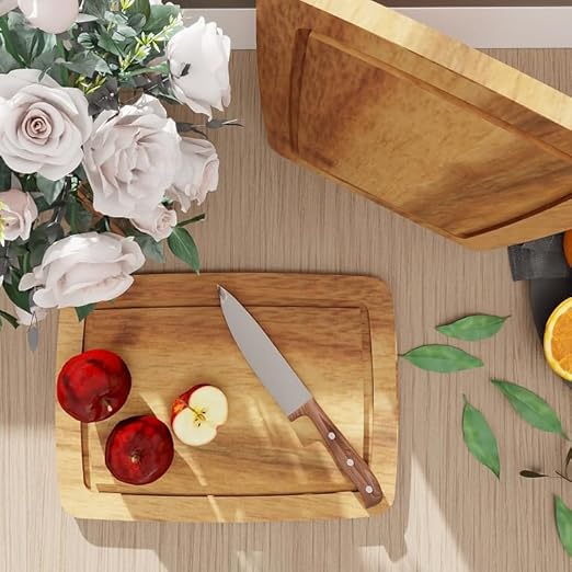 Acacia Wood Cutting Boards For Kitchen,Wooden Cutting Boards For Kitchen,Chopping Board With Deep Groove,Wood Cutting Boards 10"X14"