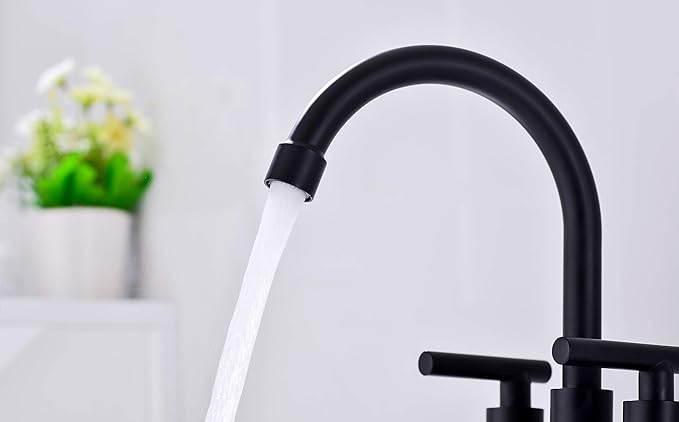 Black Bathroom Faucet, 2 Handle Bathroom Sink Faucet, 3 Hole 4 Inch Centerset Modern Commercial RV Vanity Sink (Matte Black)