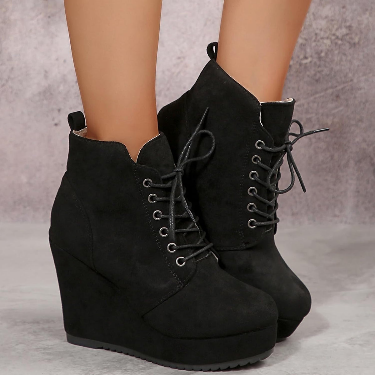 New But Not In Original Box. TVNGDLI Women's Comfortable Ankle Wedge Booties Fashion Lace Up Low Heel Ankle Boots Closed Toe Western Booties for Fall and Winter