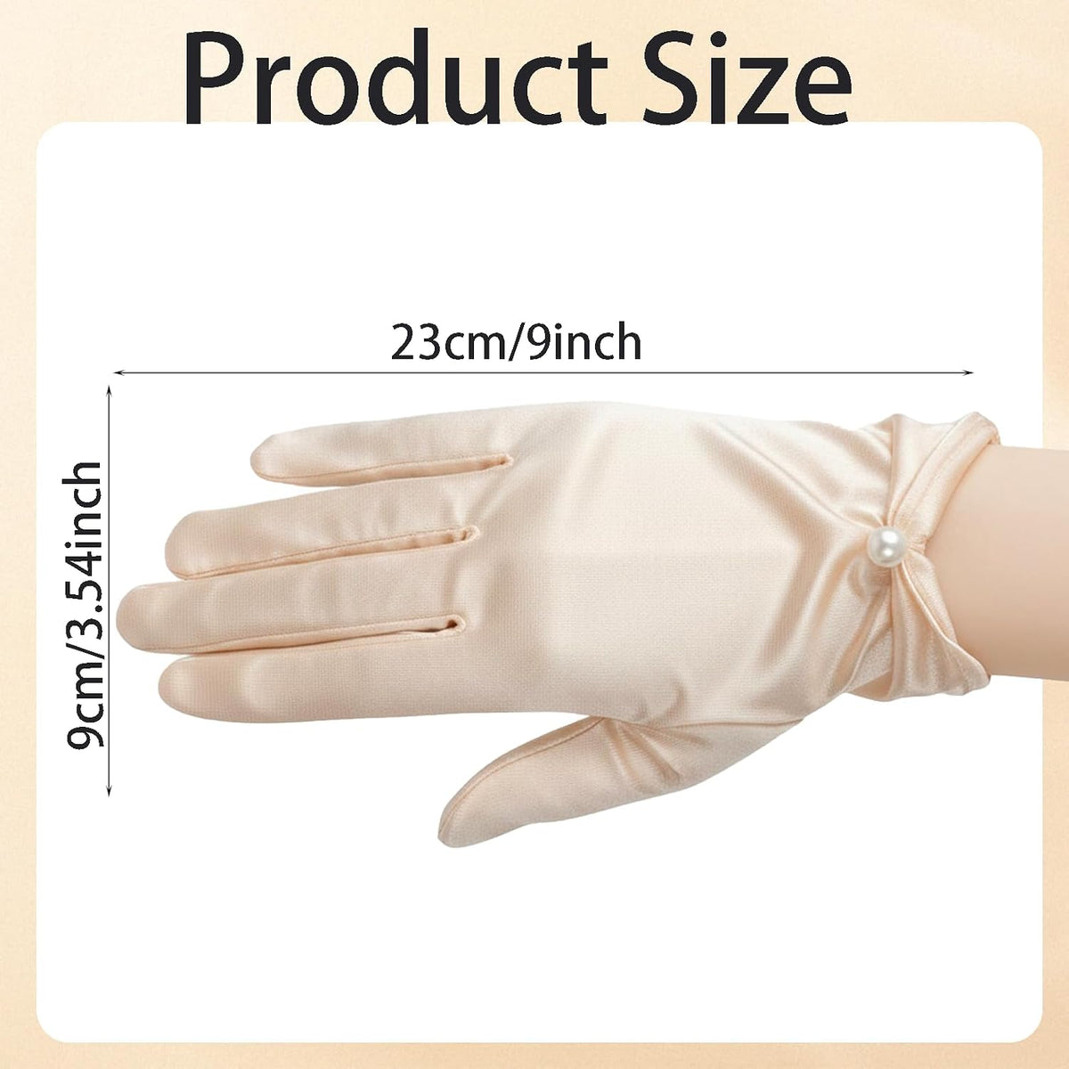Satin Wrist Gloves for Women White Short Satin Pearl Gloves for Wedding Opera Tea Party Banquet Dress Accessories