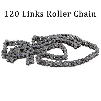 findmall 80 Roller Chain 10 Feet with 1 Replacement Connecting Links, 120 Links, Carbon Steel