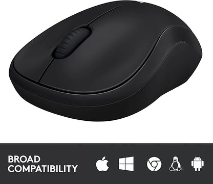 Logitech M185 Wireless Mouse, 2.4GHz with USB Mini Receiver, 12-Month Battery Life, 1000 DPI Optical Tracking, Ambidextrous, Compatible with PC, Mac, Laptop - Black