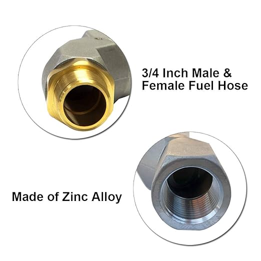 34 Inch NPT Fuel Hose Swivel 360 Rotating Connector for Fuel Nozzle Multi Plane Fuel Plane Swivel