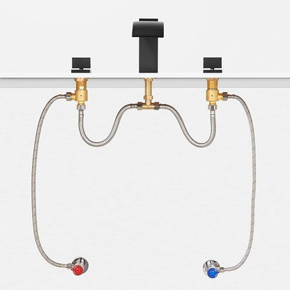 sumerain Braided Stainless Steel Faucet Supply Lines 24 Inch Length 12-inch FIP x 38-inch Compression Faucet Connector Flexible Hose, Pack of 2