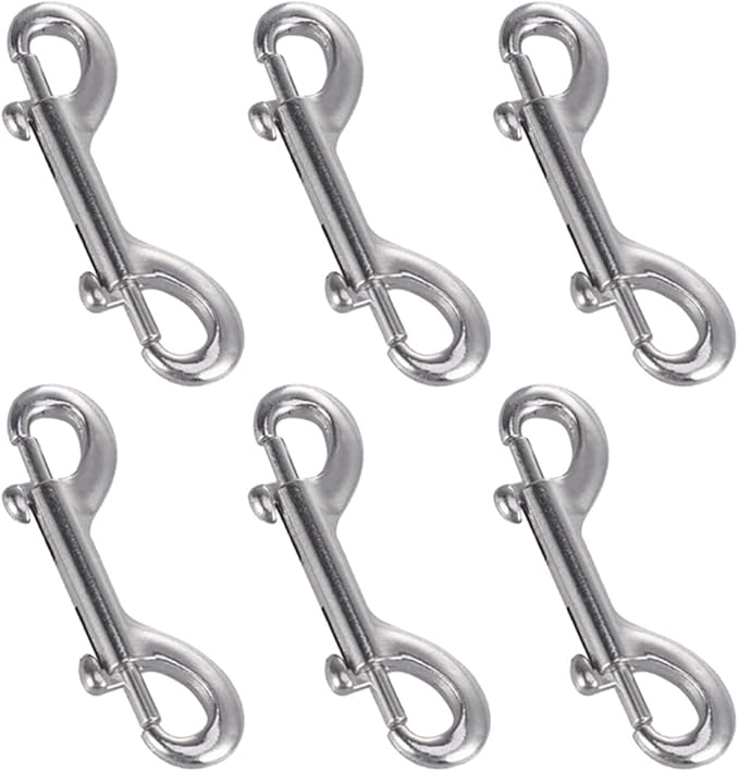 Double Ended Bolt Snap Hooks, Stainless Steel Double End Heavy Duty Trigger Snaps for Water Bucket/Dog Leash/Pet Feed Bucket/Pet Hammock and More, Pack of 6(3.5inch,Silver)