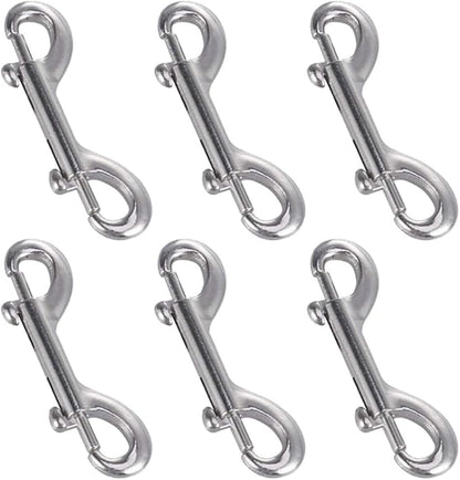 Double Ended Bolt Snap Hooks, Stainless Steel Double End Heavy Duty Trigger Snaps for Water Bucket/Dog Leash/Pet Feed Bucket/Pet Hammock and More, Pack of 6(3.5inch,Silver)