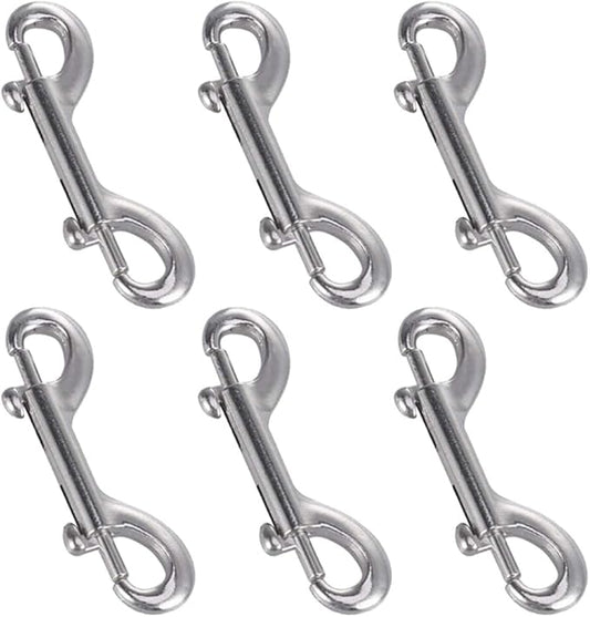 Double Ended Bolt Snap Hooks, Stainless Steel Double End Heavy Duty Trigger Snaps for Water Bucket/Dog Leash/Pet Feed Bucket/Pet Hammock and More, Pack of 6(3.5inch,Silver)
