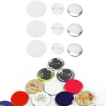 100 Sets Blank Button Making Supplies, DIY Pin Back Button Parts for Button Maker Machine Round Badge Pin Button Parts, Includes Metal Cover, Plastic Button Back Cover, Clear(32mm/1.25 inch)