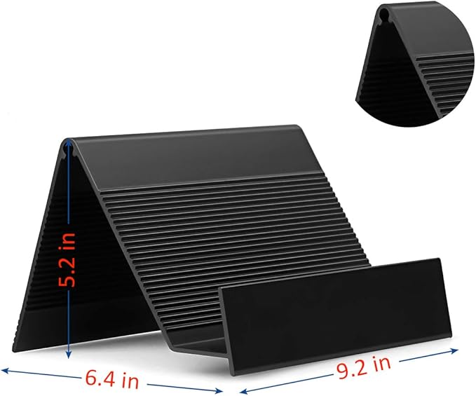 Business Card Holder Aluminum Business Card Display Stand Desktop Organizer, High-end New Series (Black) 2 Pack