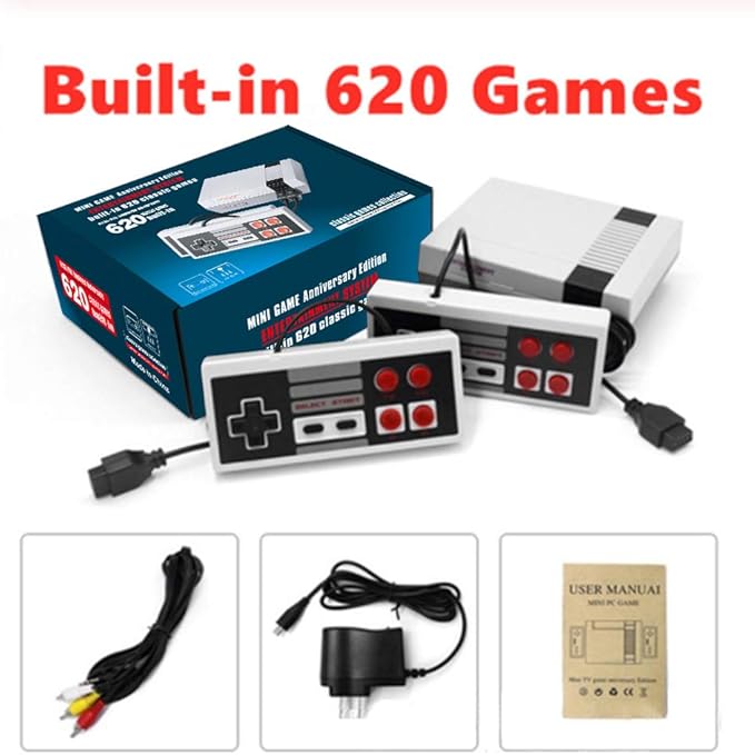 Plug  Play Classic Handheld Game Console,Classic Game Console Built-in 620 Game Handheld Game Console, Video Game Player Console for Family TV Video (Game Console-01)