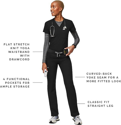 FIGS Kade Cargo Scrub Pants for Women — Classic Fit, Straight Leg, 4 Pockets, Yoga Waistband, Anti-Wrinkle - Large