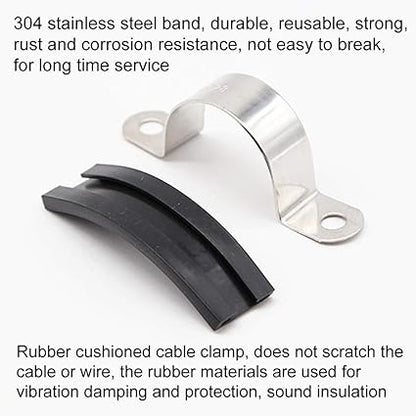 10 Pieces 25mm U-Pipe Clips with Rubber Cushioned Cable Clamp Rubber Lined U Clips EPDM Rubber Lined Mounting Brackets U Shaped Pipe Tube Wire Clamps Clips for Tube Or Wire Cord Installation