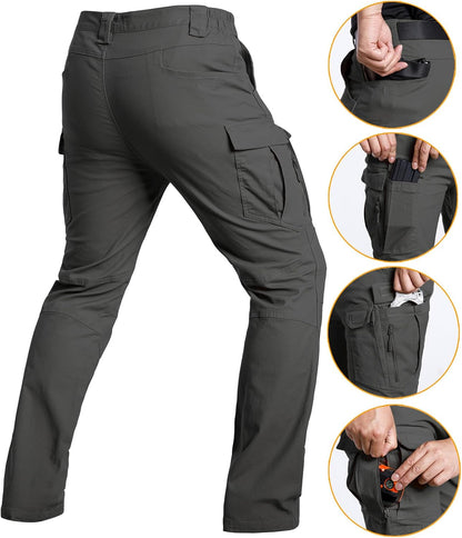 Men's Flex Tactical Pants Cotton Stretch Work Cargo Pants Lightweight EDC Outdoor Hiking Trousers